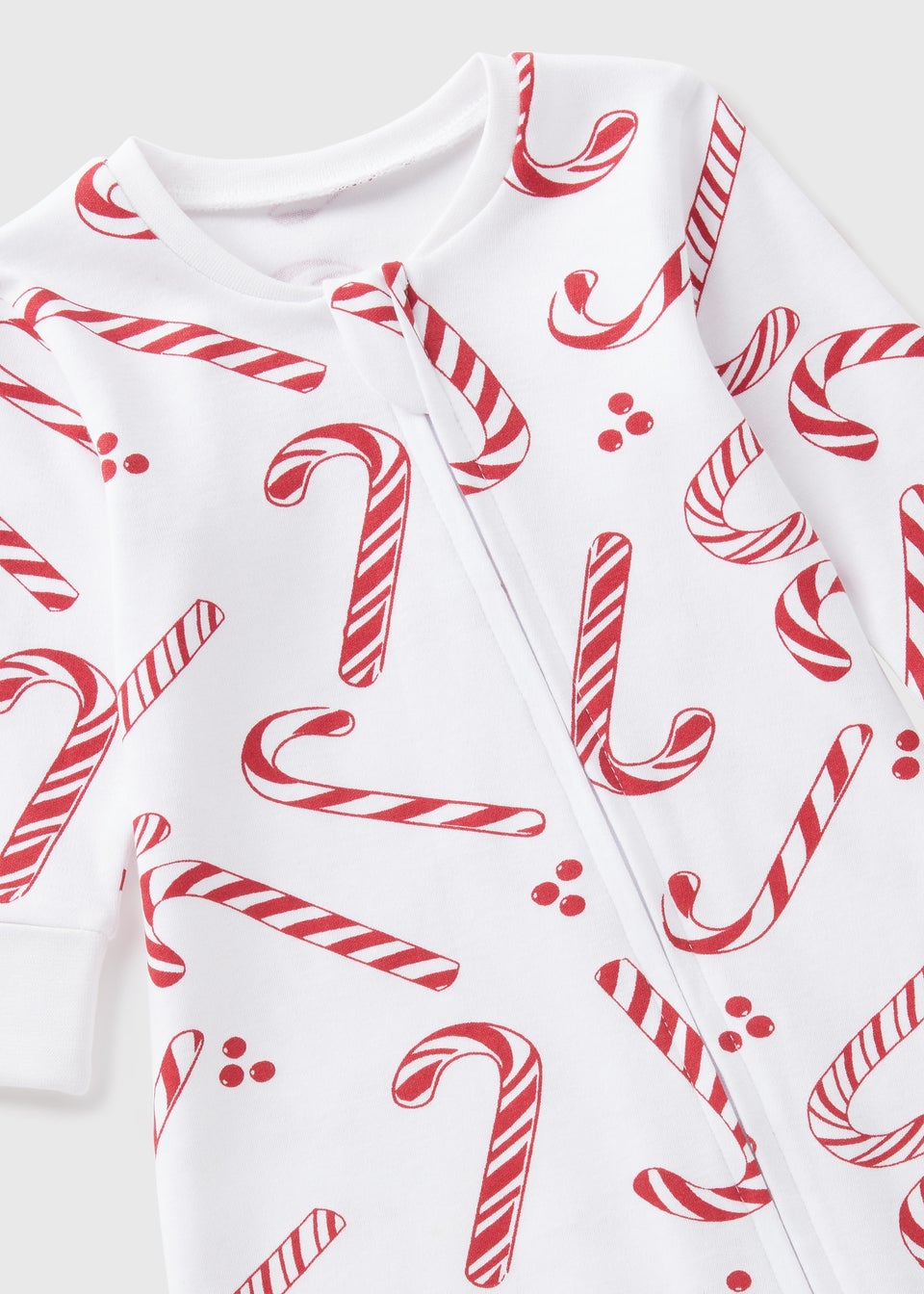 Joyful Baby White Christmas Candy Cane Sleepsuit Newborn 18mths Matalan