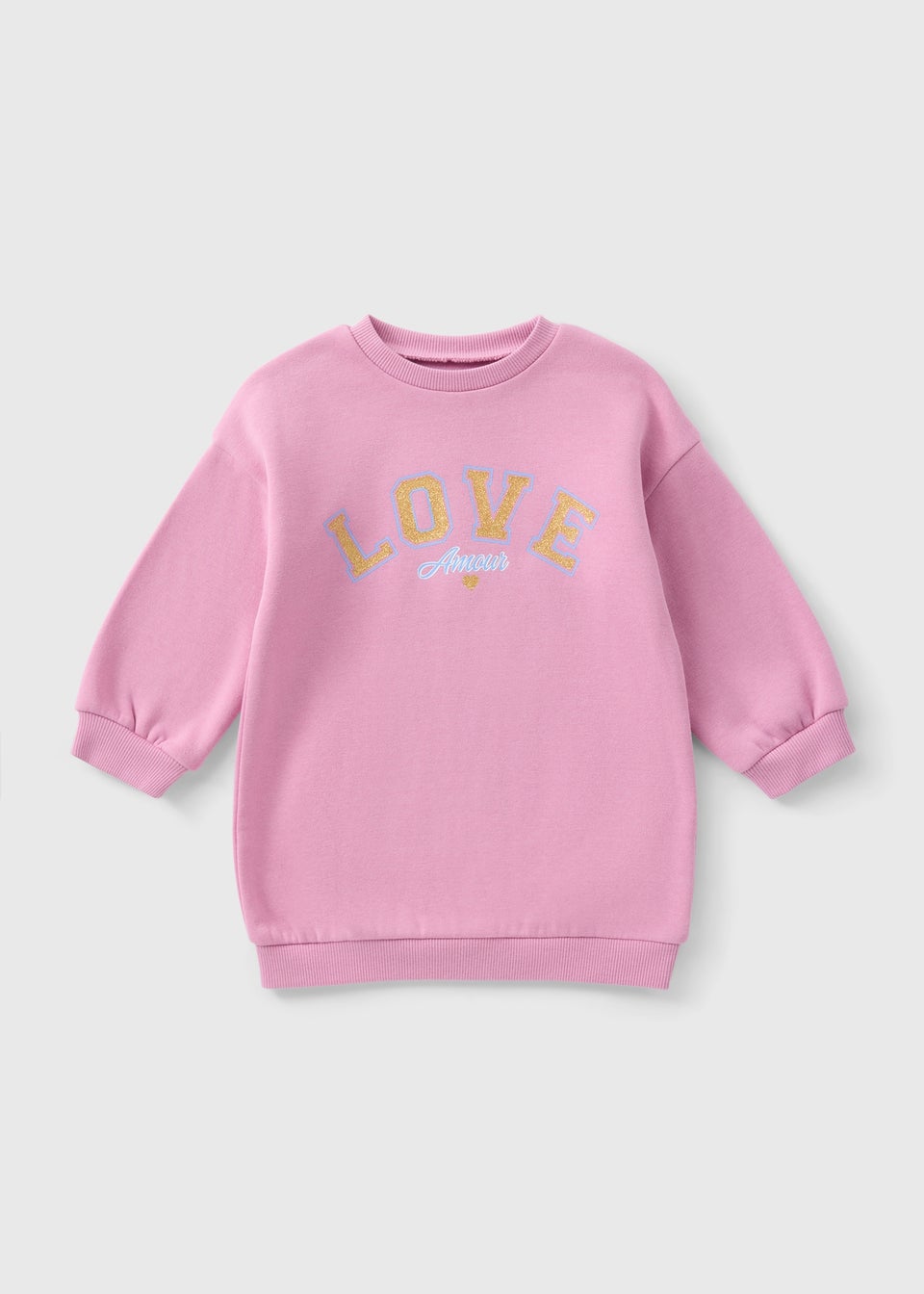 Girls Pink Love Sweater Dress 1 7yrs Matalan
