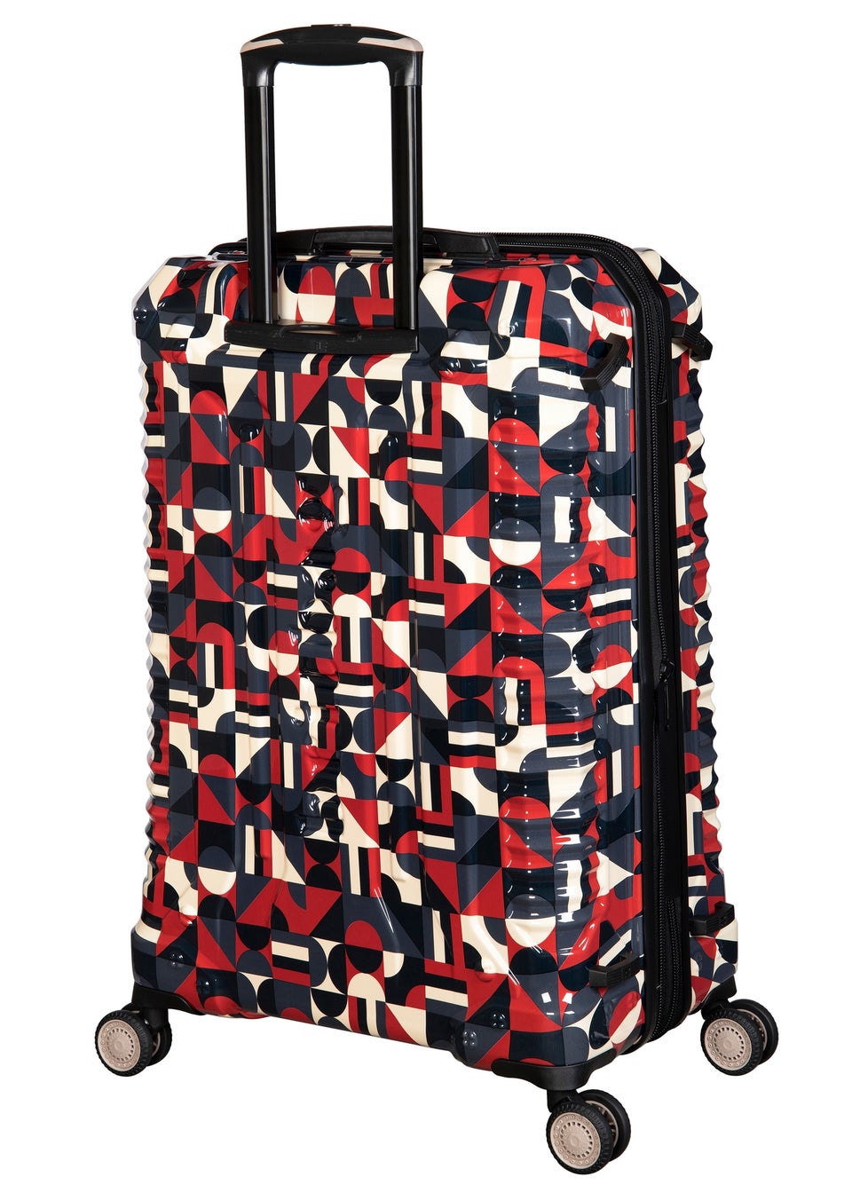 BritBag Annamite Skin Black/Red Geo Print Cabin Suitcase with TSA Lock
