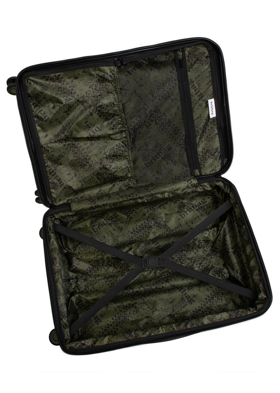 BritBag Annamite Moss Black/Green Geo Print Large Suitcase with TSA Lock