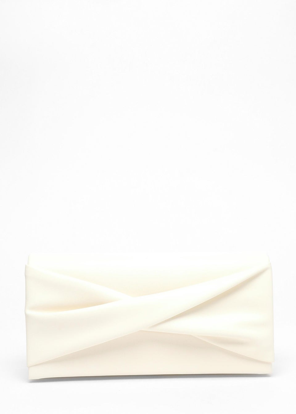 Quiz Cream Faux Leather Twist Clutch Bag