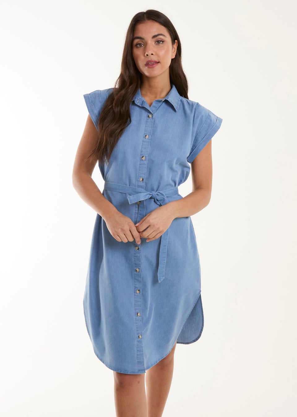 Blue Vanilla Blue Button Front Shirt Dress