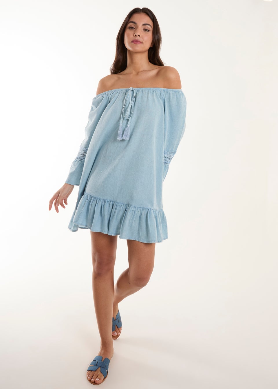 Blue Vanilla Blue Lace Trim Tunic Dress