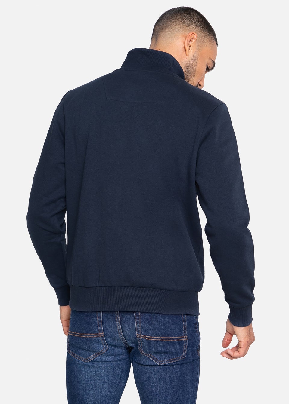 Threadbare Navy Patrick Quarter Zip Neck Sweatshirt