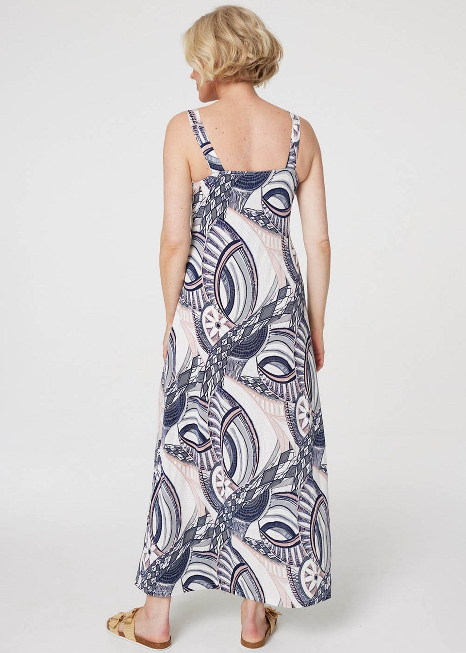 Izabel London Navy Abstract Print A-Line Maxi Dress