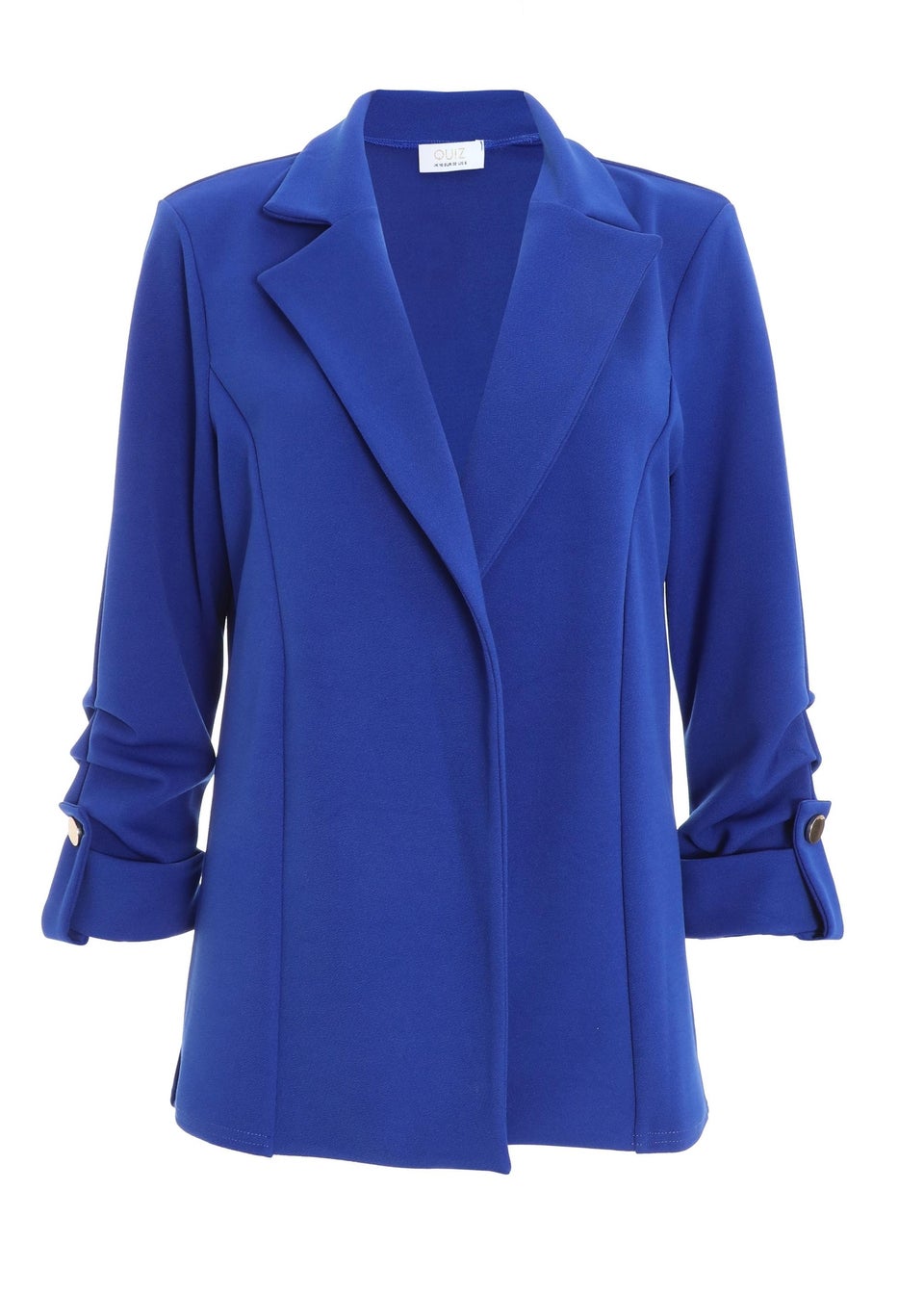 Quiz Blue Ruched Sleeve Tailored Blazer