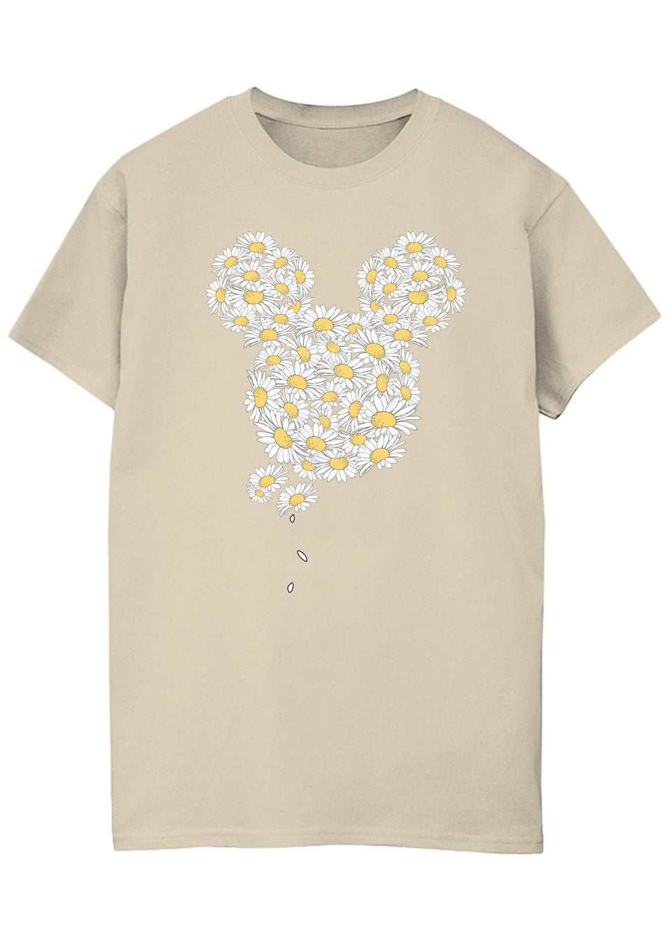 Disney Mickey Mouse Chamomile Head Sand Printed Boyfriend Fit T-Shirt