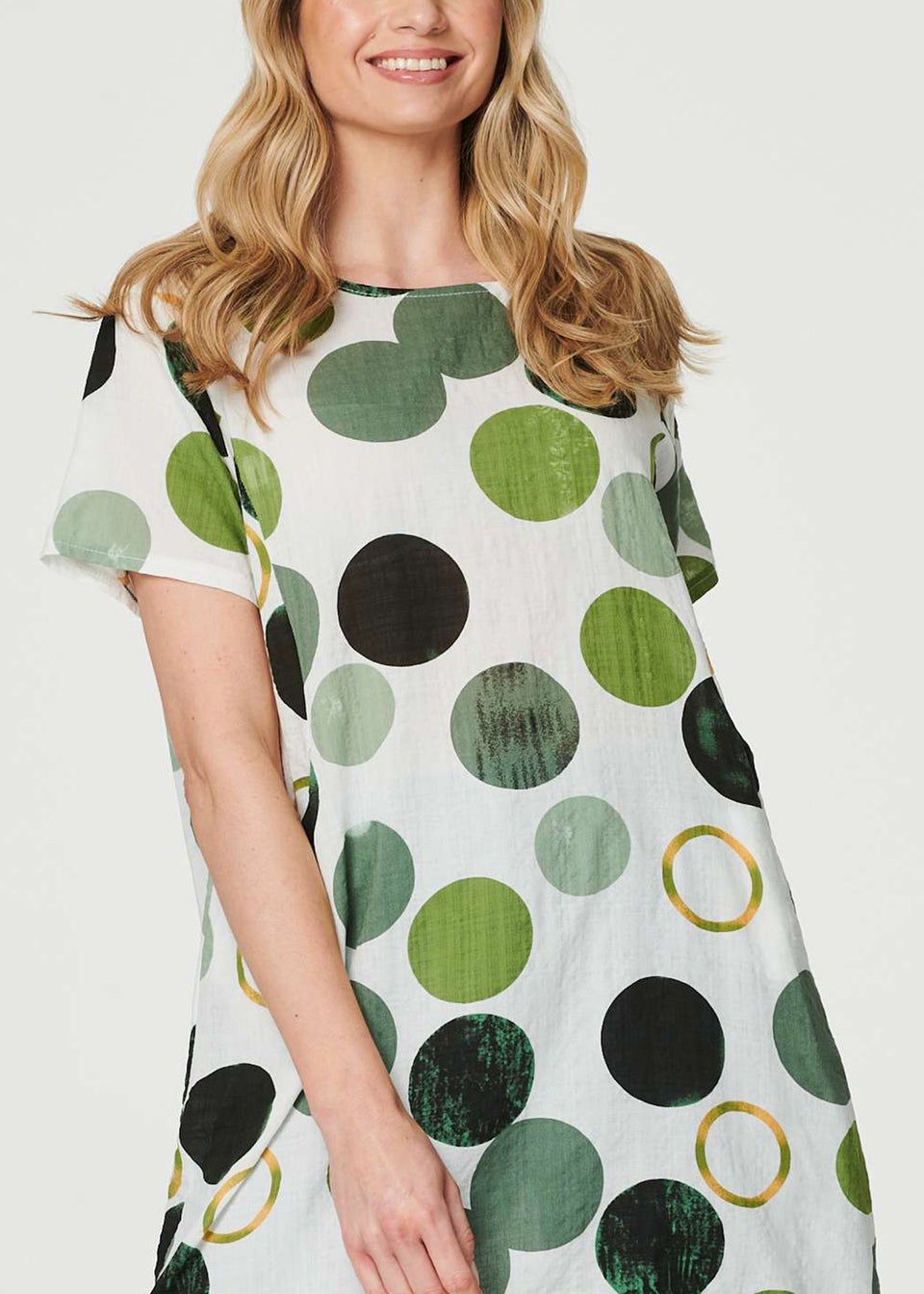 Izabel London Green Polka Dot Relaxed Tunic Dress