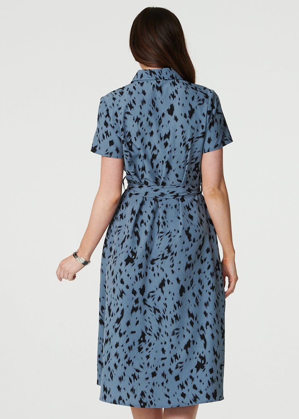 Izabel London Blue Printed Short Sleeve Shirt Dress