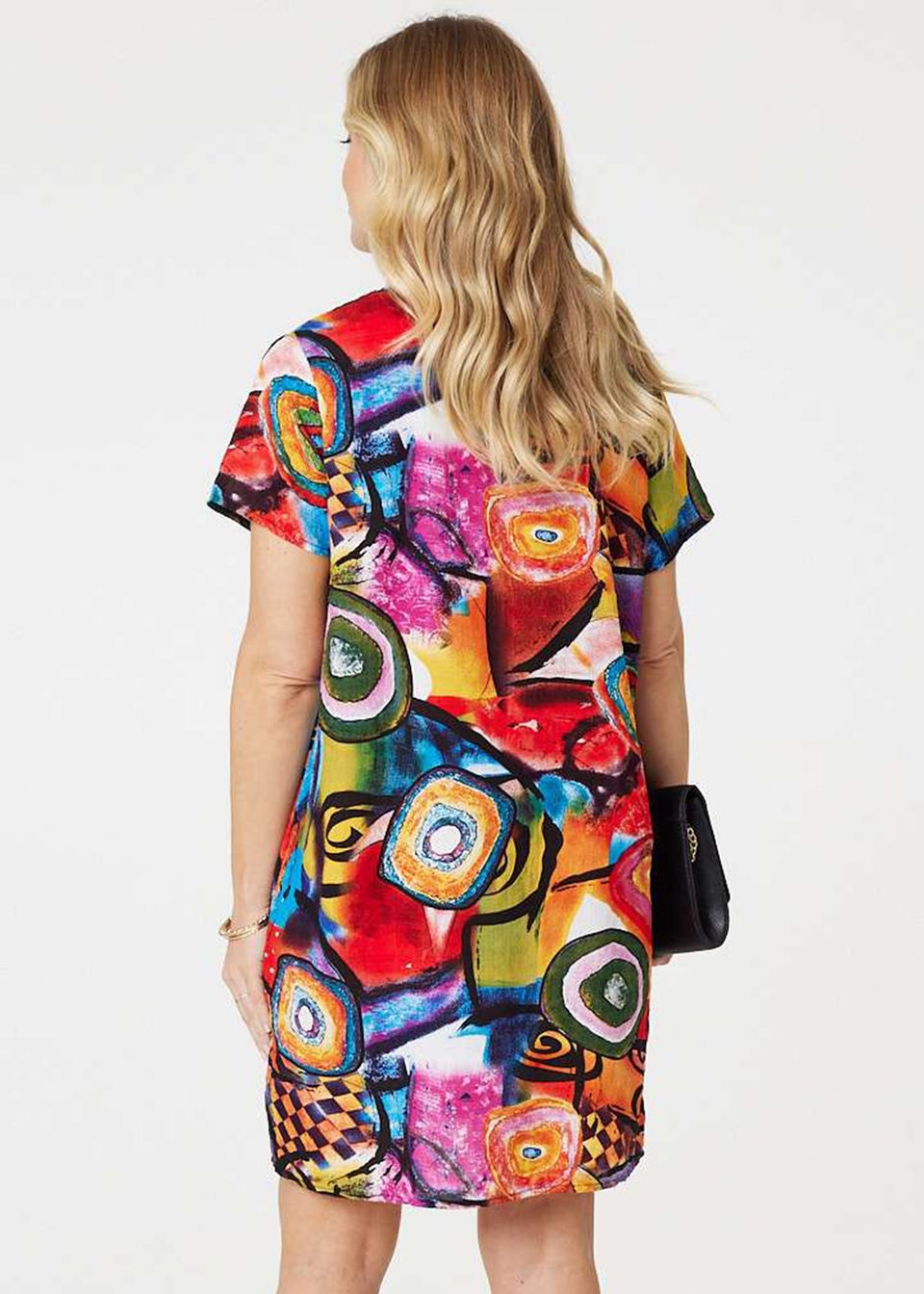 Izabel London Red Abstract Print Relaxed Dress