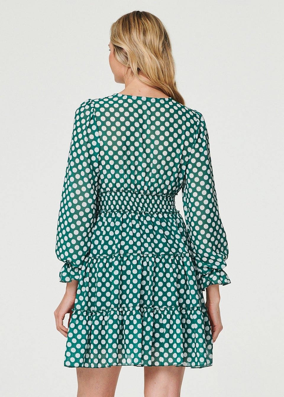Izabel London Green Lace Detail Long Sleeve Mini Dress