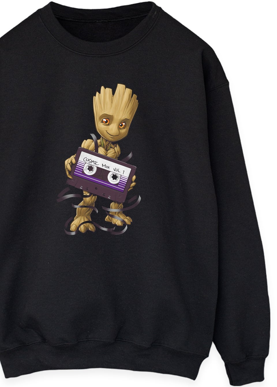 Guardians Of The Galaxy Groot Cosmic Tape Black Printed Sweatshirt