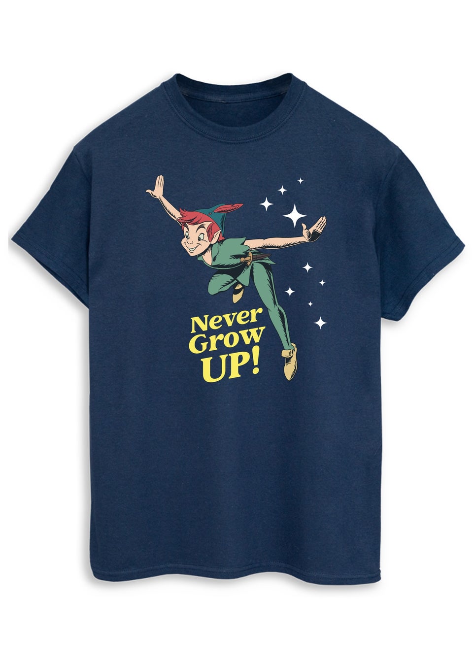 Peter Pan Never Grow Up Navy Printed T-Shirt