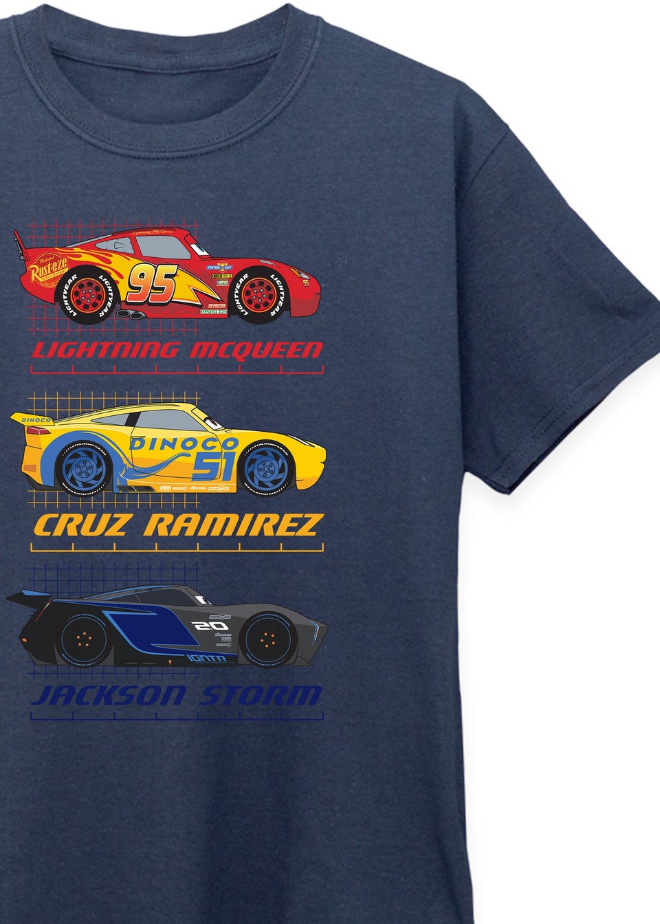 Disney Kids Navy Cars Racer Profile Printed T-Shirt (3-13 yrs)