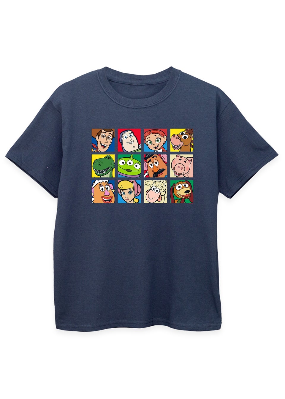 Disney Kids Navy Toy Story Character Squares Printed T-Shirt (3-13 yrs)
