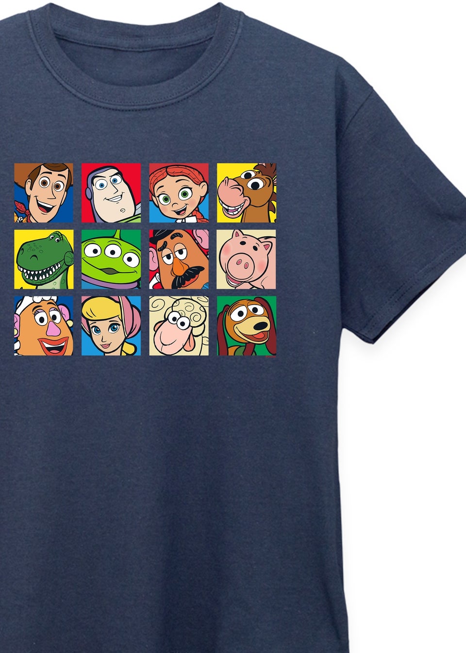 Disney Kids Navy Toy Story Character Squares Printed T-Shirt (3-13 yrs)
