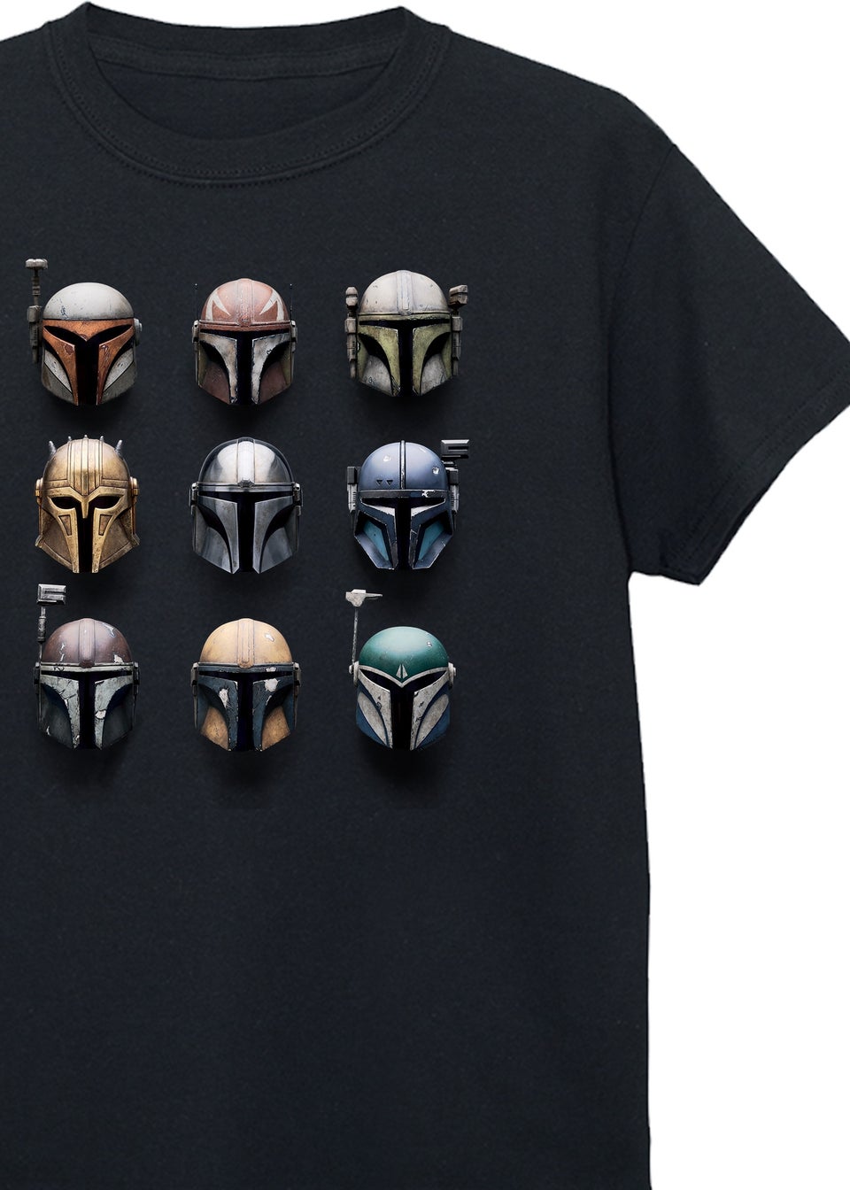 Star Wars Kids Black The Mandalorian Helmet Printed T-Shirt (3-13 yrs)