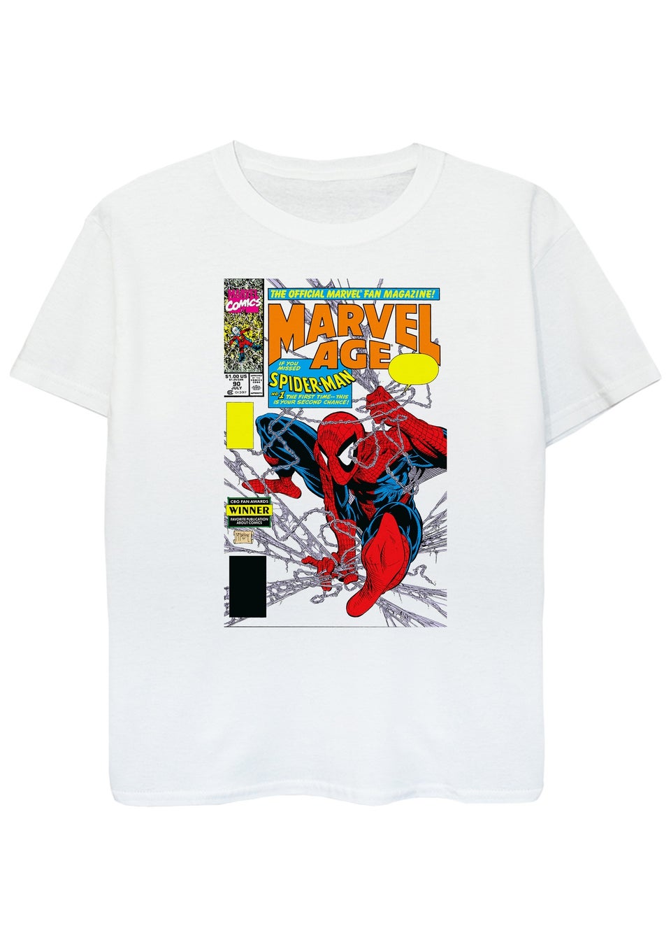 Marvel Kids White Spider-Man Age Comic Cover Printed T-Shirt (3-13 yrs)