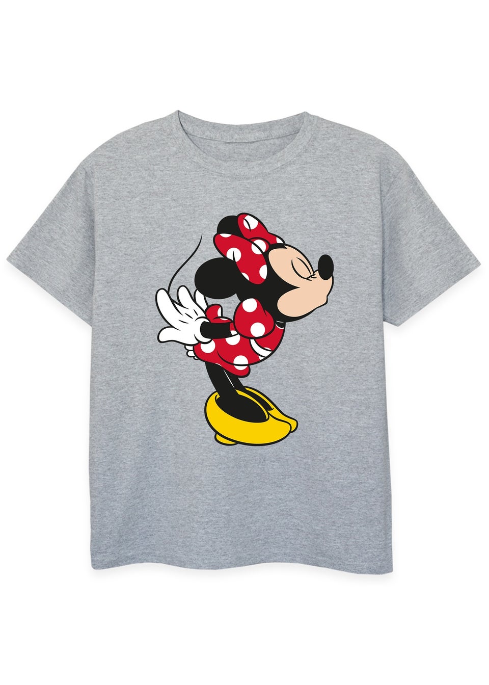 Disney Kids Heather Grey Minnie Mouse Kiss Printed T-Shirt (3-13 yrs)