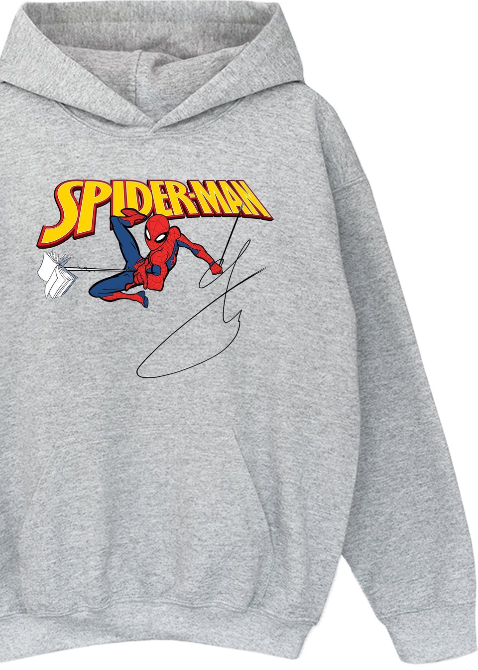 Marvel Kids Heather Grey Spider-Man Spidey Flying Printed Hoodie (3-13 yrs)