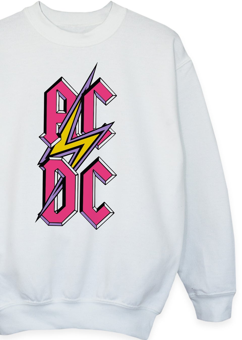 ACDC Kids White Pink Vertical Logo Printed Sweatshirt (3-13 yrs)
