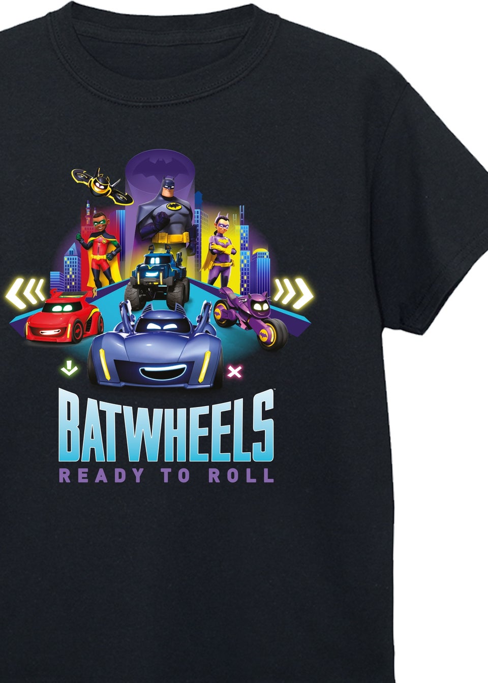 DC Comics Kids Black Batwheels Group Printed T-Shirt (3-13 yrs)