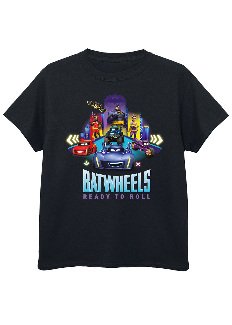 DC Comics Kids Black Batwheels Group Printed T-Shirt (3-13 yrs)