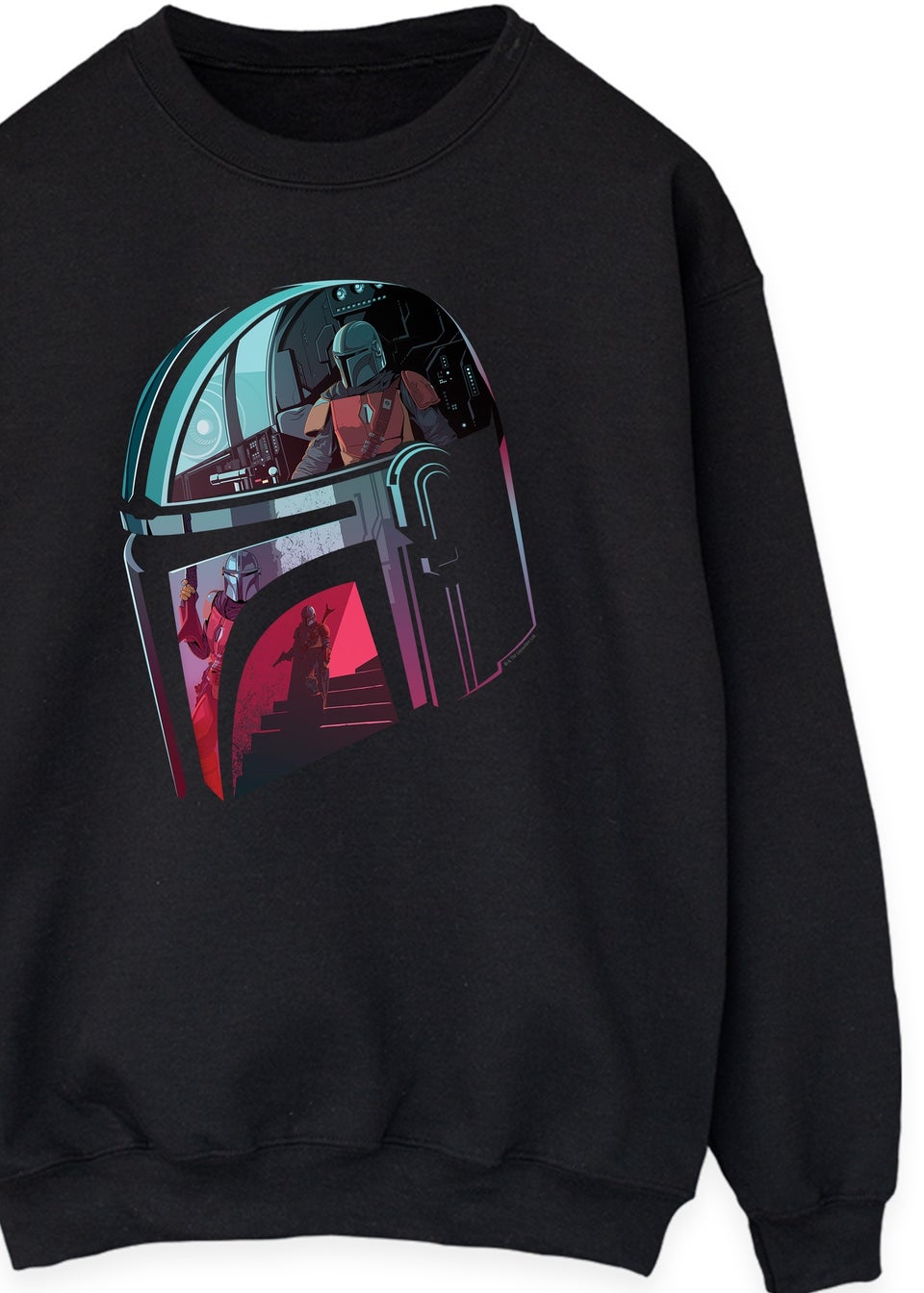 Star Wars The Mandalorian Helmet Reflection Black Printed Sweatshirt