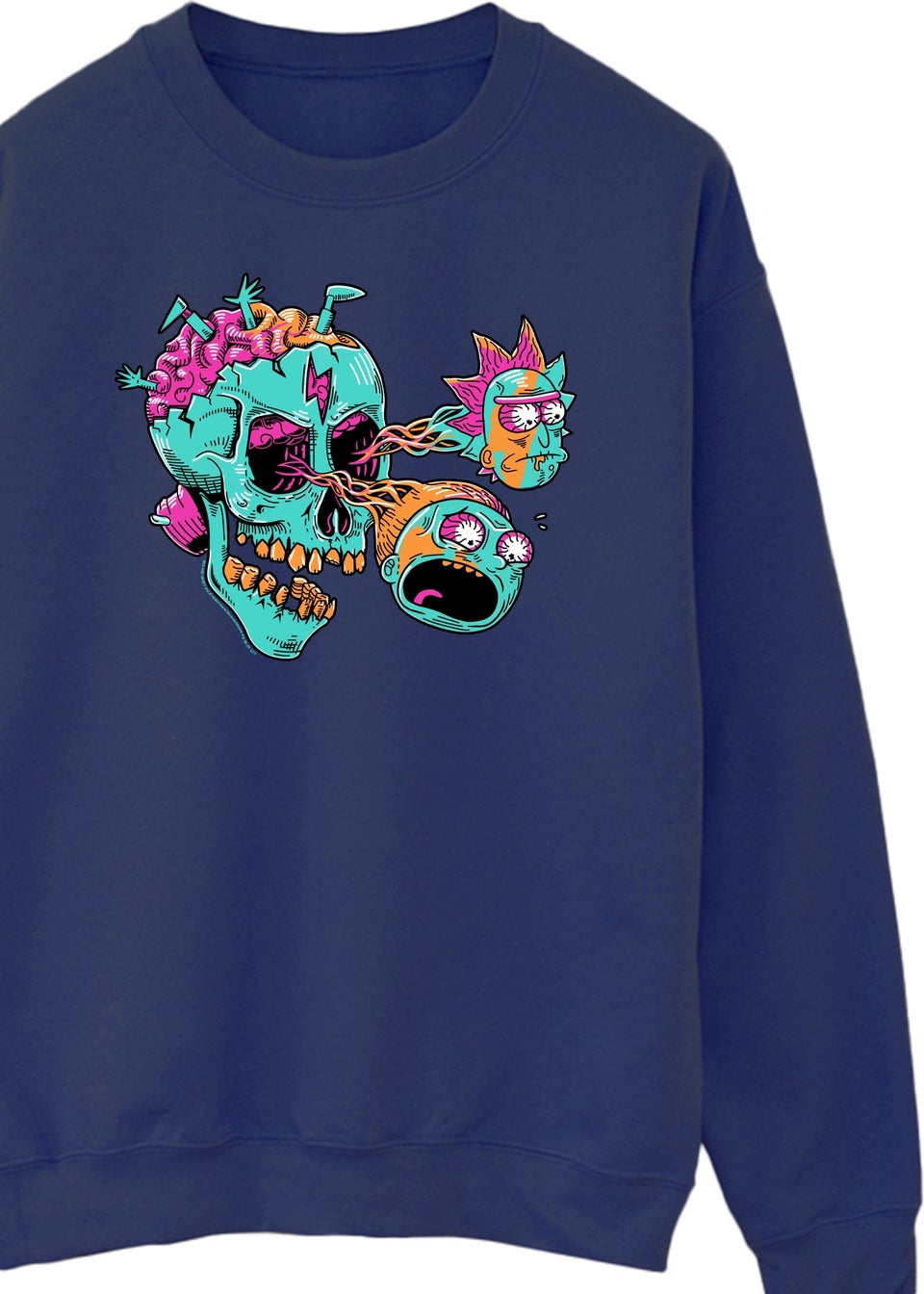 Cartoon Network Rick & Morty Eyeball Skull Navy Printed Sweatshirt