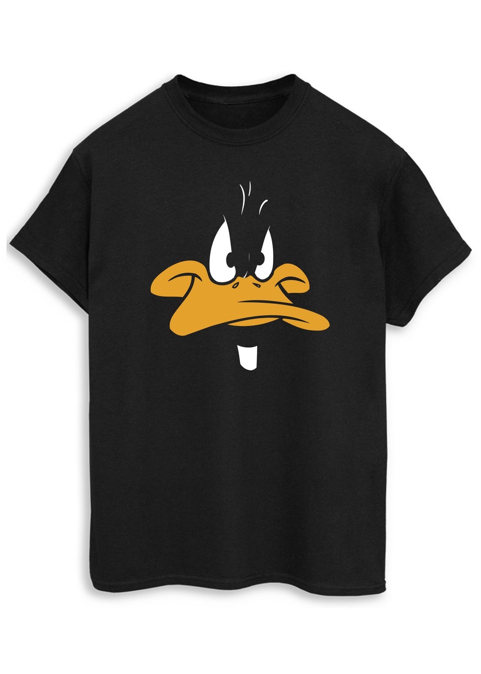 Looney Tunes Daffy Duck Big Face Black Printed T-Shirt