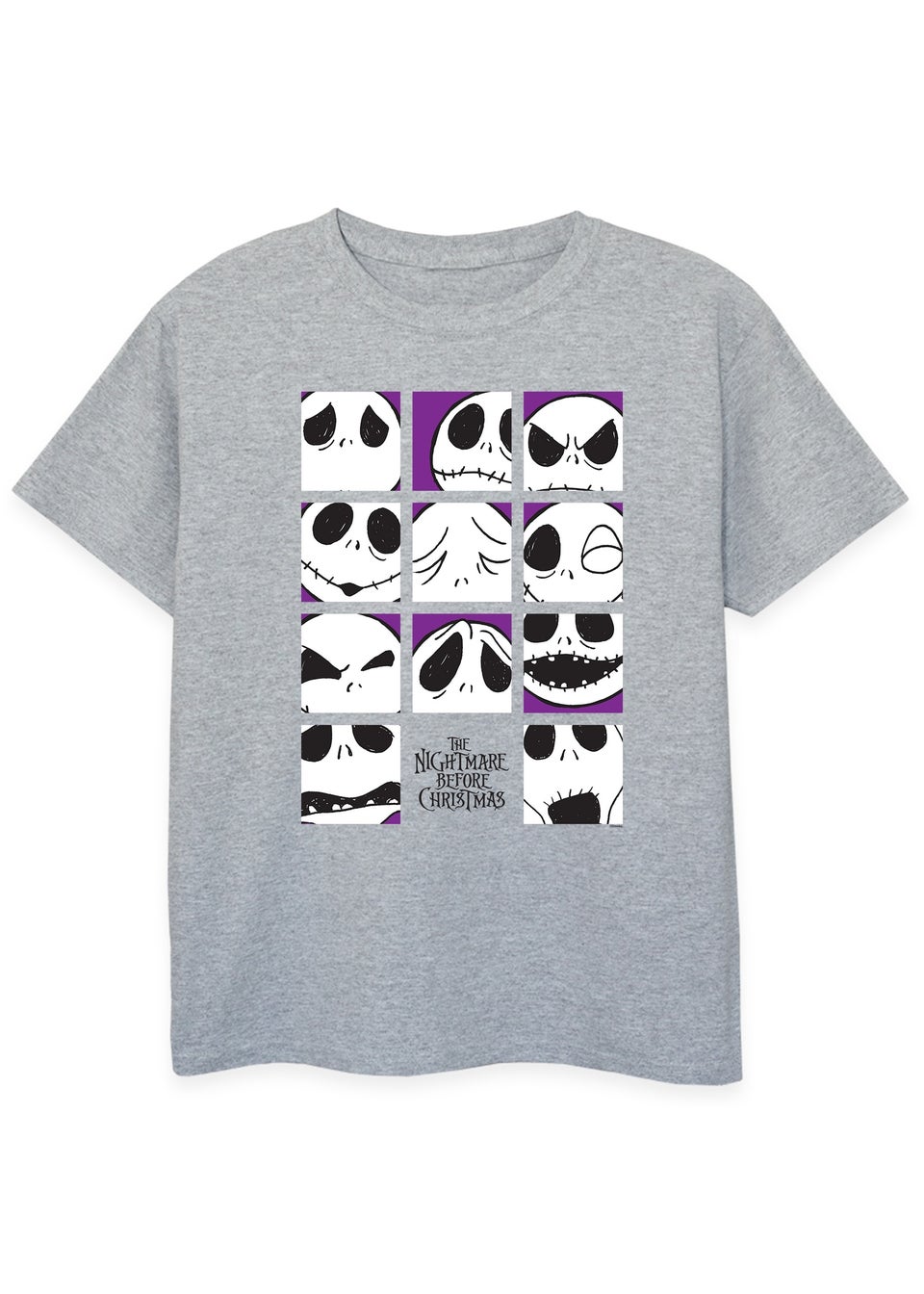 Disney Kids Heather Grey The Nightmare Before Christmas Jack Faces Printed T-Shirt (3-13 yrs)