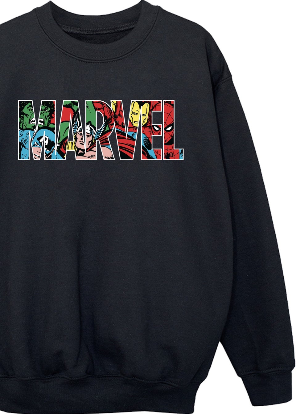 Marvel Kids Black Logo Character Infill Printed Sweatshirt (3-13 yrs)