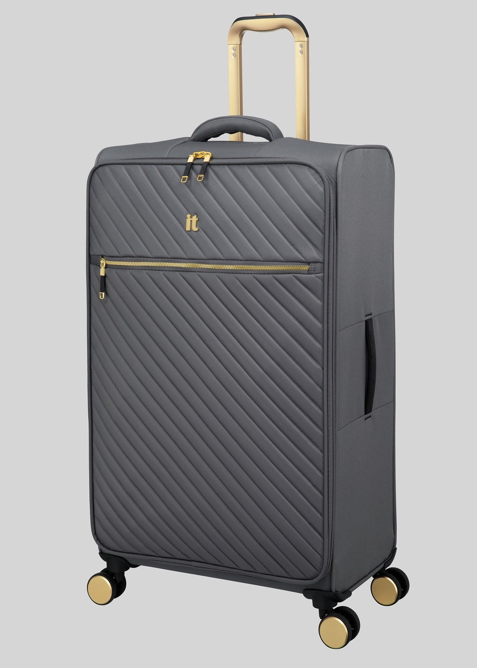 IT Luggage Grey Desirable Soft Suitcase Matalan