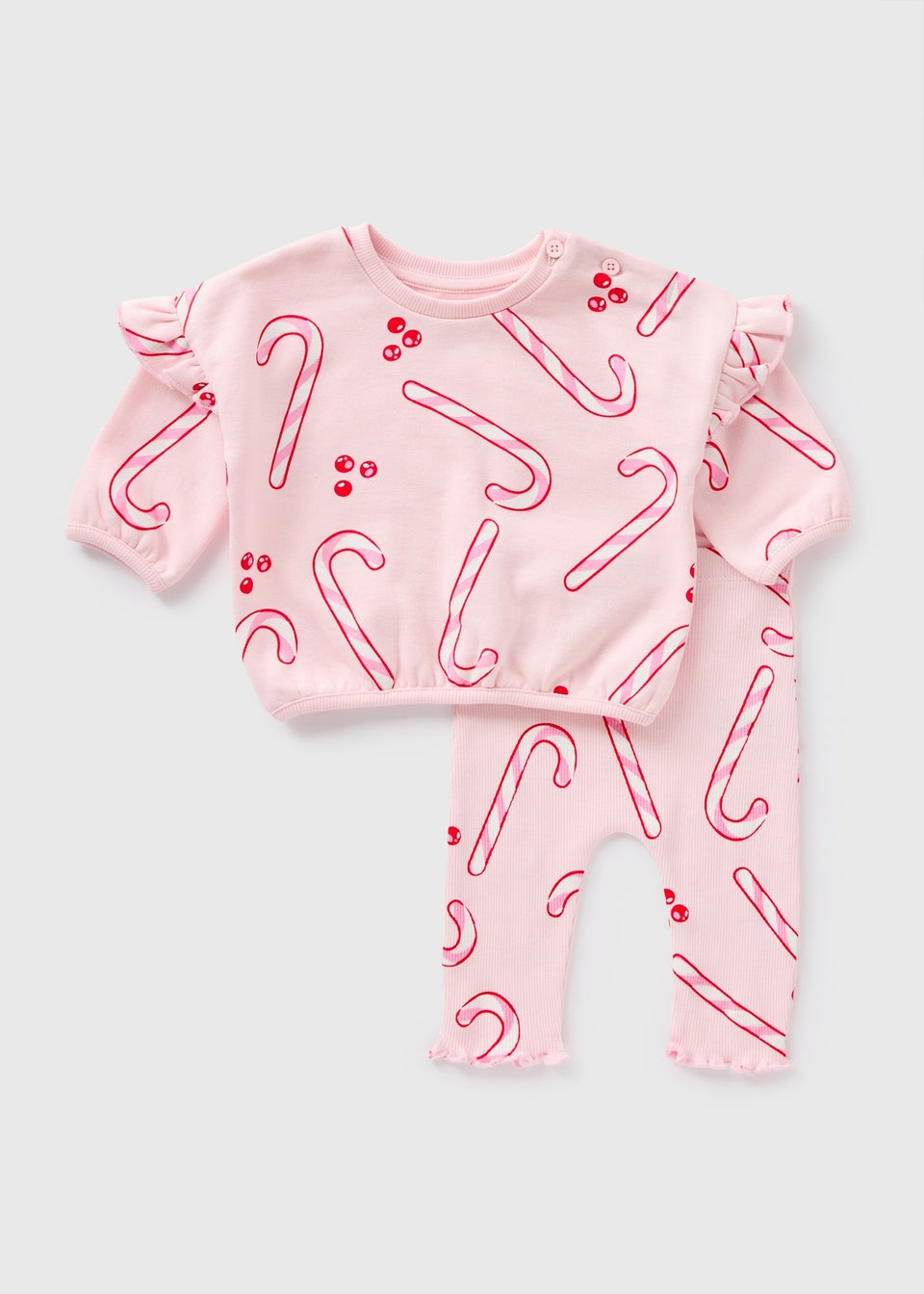 Baby Pink Candy Cane Sweatshirt Leggings Set Newborn 23mths Matalan