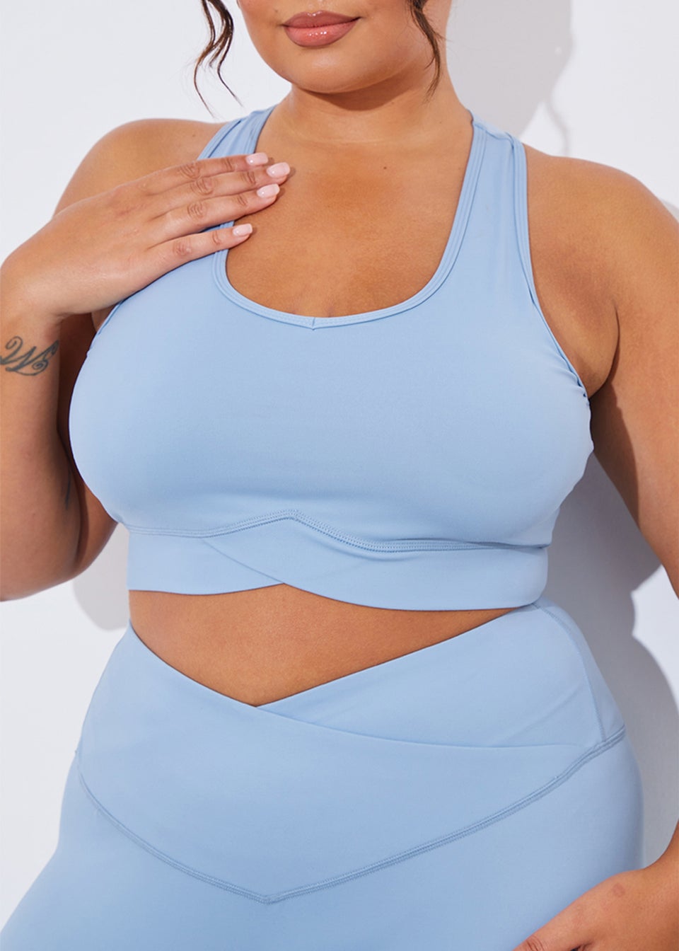 In The Style Blue Cross Over Sports Bra