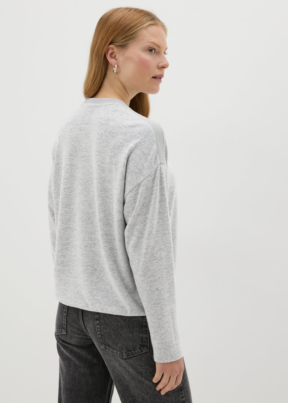 Grey Shoulder Embellished Sweatshirt