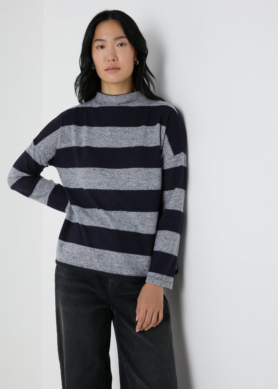 Grey Stripe Soft Touch Jumper Matalan