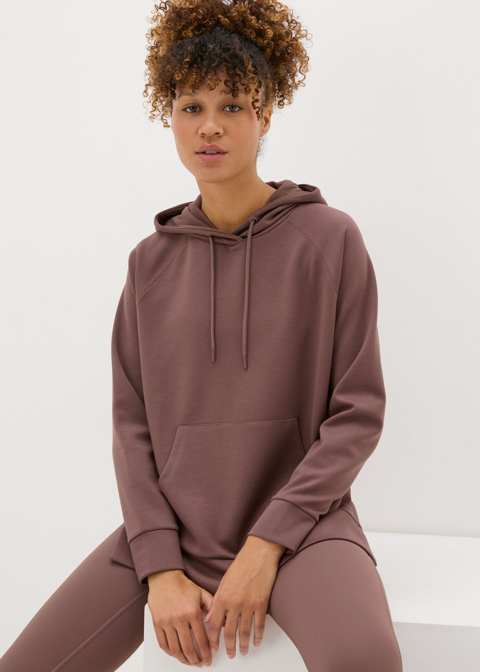 Souluxe Brown Longline Hoodie Matalan