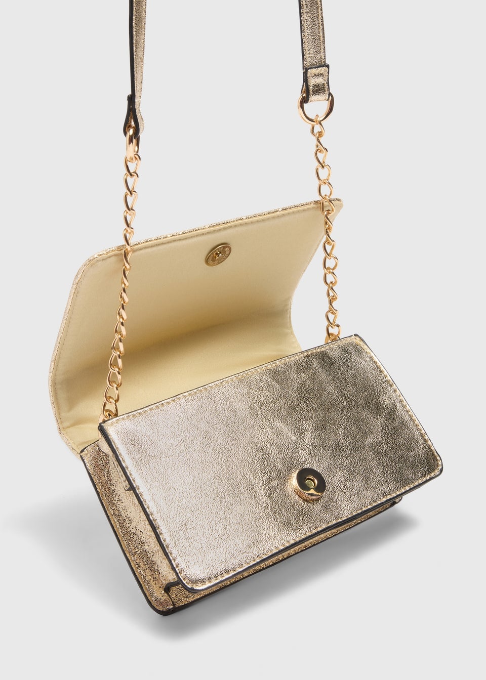 Gold Metallic Quilted Cross Body Bag Matalan