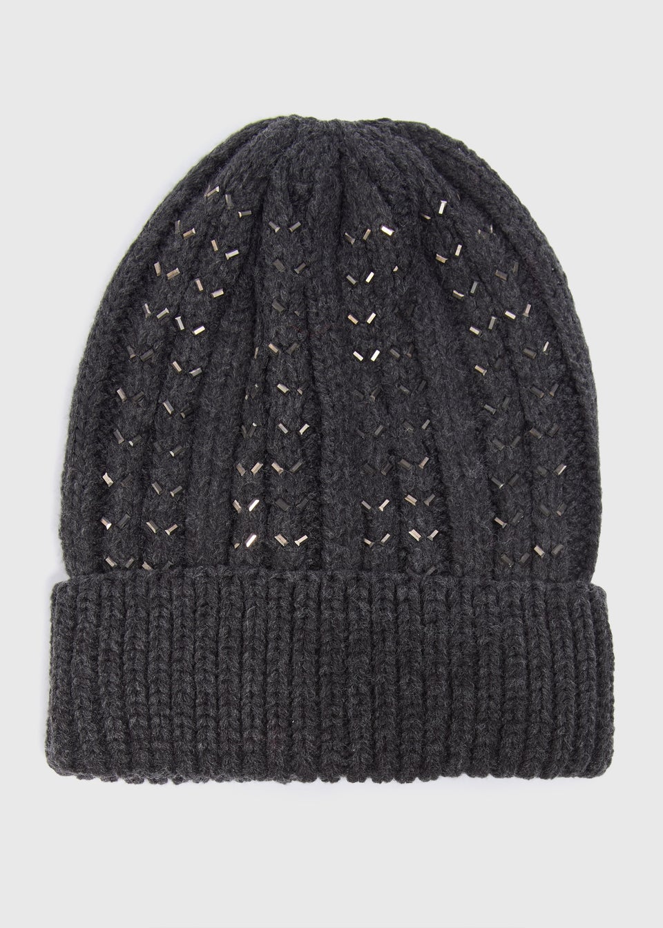 Charcoal Ribbed Knit Beanie