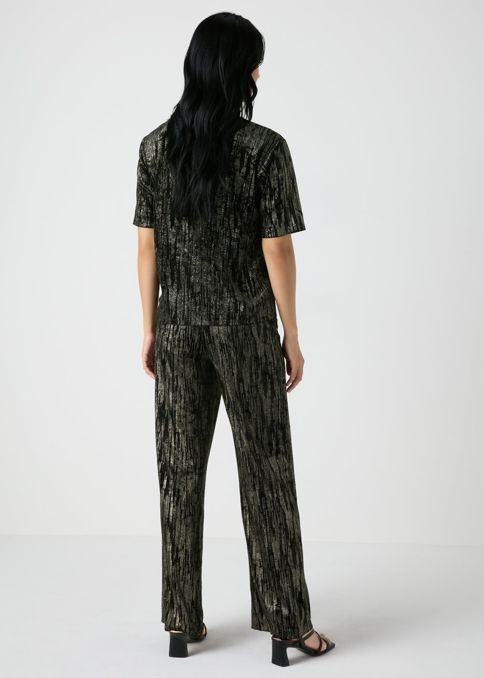 Et Vous Black Glitter Velvet Trousers