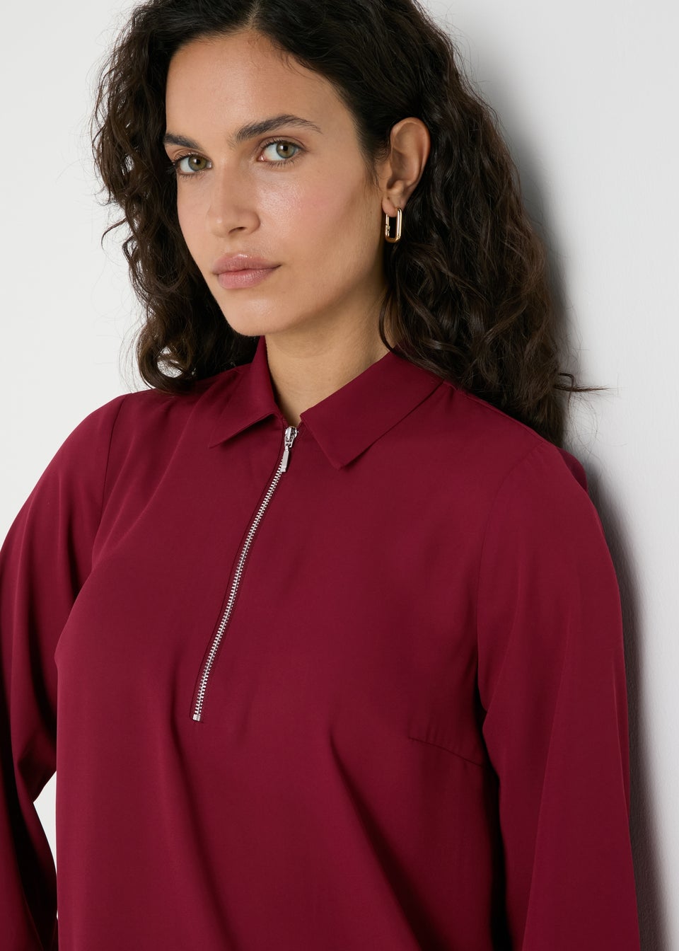 Et Vous Burgundy Zip Blouse