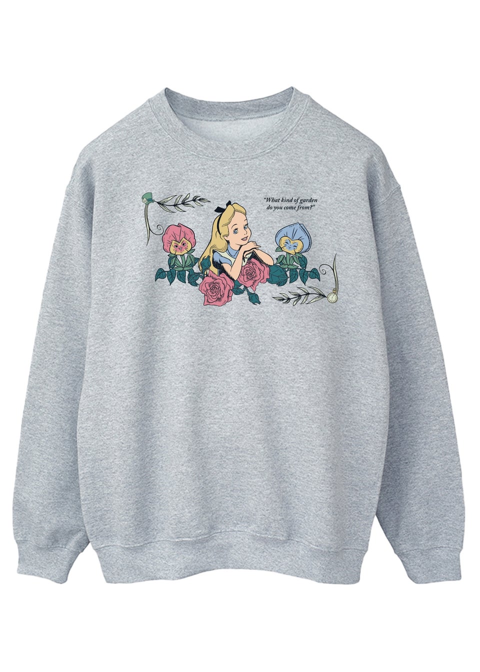 Disney Alice In Wonderland What Kind Of Garden Heather Grey Printed Sweatshirt Matalan