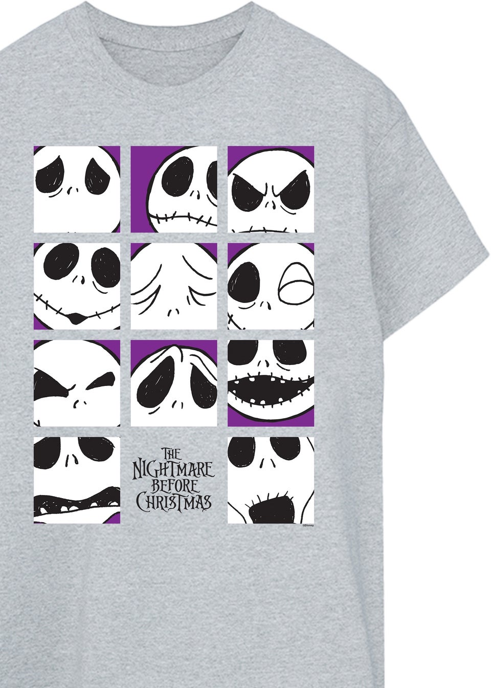 Disney The Nightmare Before Christmas Jack Faces Heather Grey Printed Boyfriend Fit T-Shirt