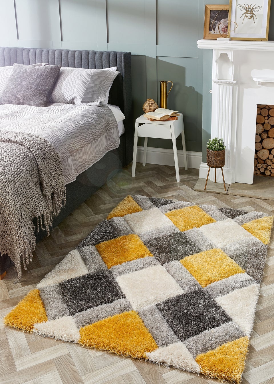 Origins Ochre 3D GEO Shaggy Rug (160X230)