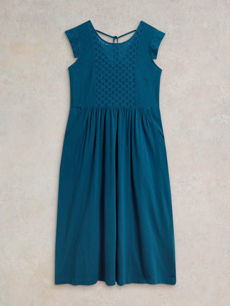 Violet Jerseykleid mit Stickerei