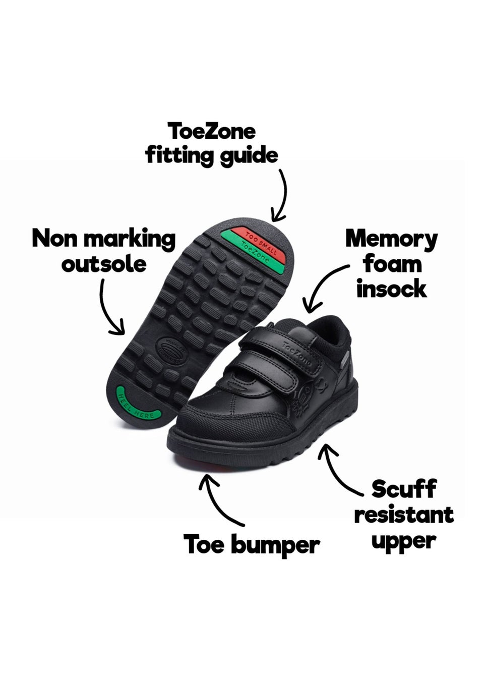 ToeZone Boys Black Cade Space Novelty Shoe (Younger 8-Older 3)