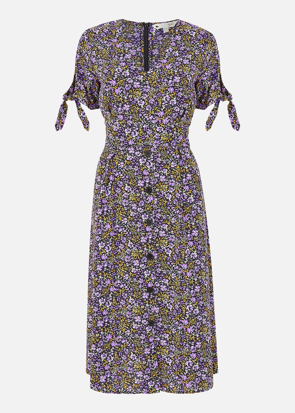 Yumi Purple Ditsy Print Floral Midi Dress