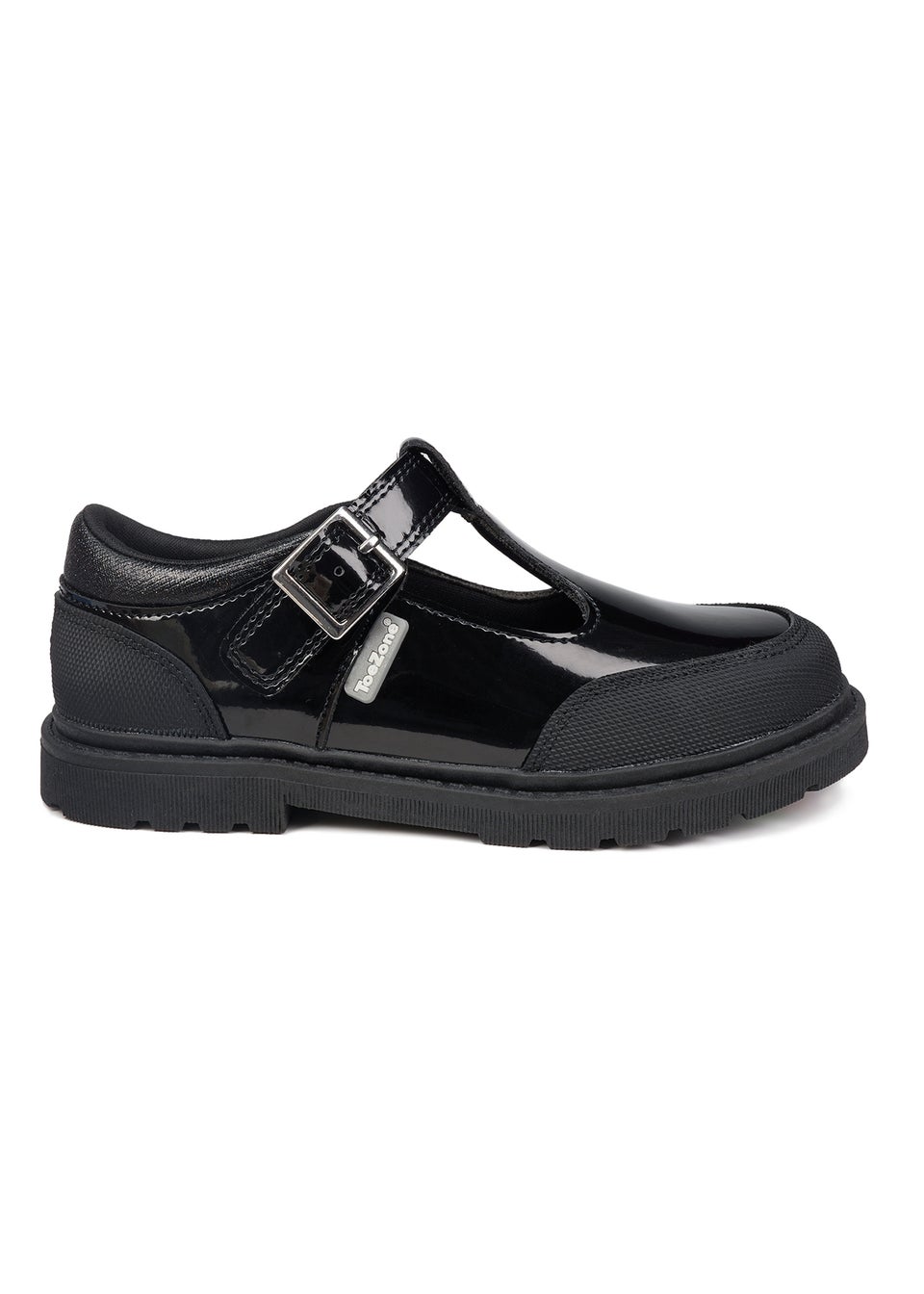 ToeZone Boys Black Ana T Bar Rubber Toe Cap Shoes (Younger 8- Older 3)