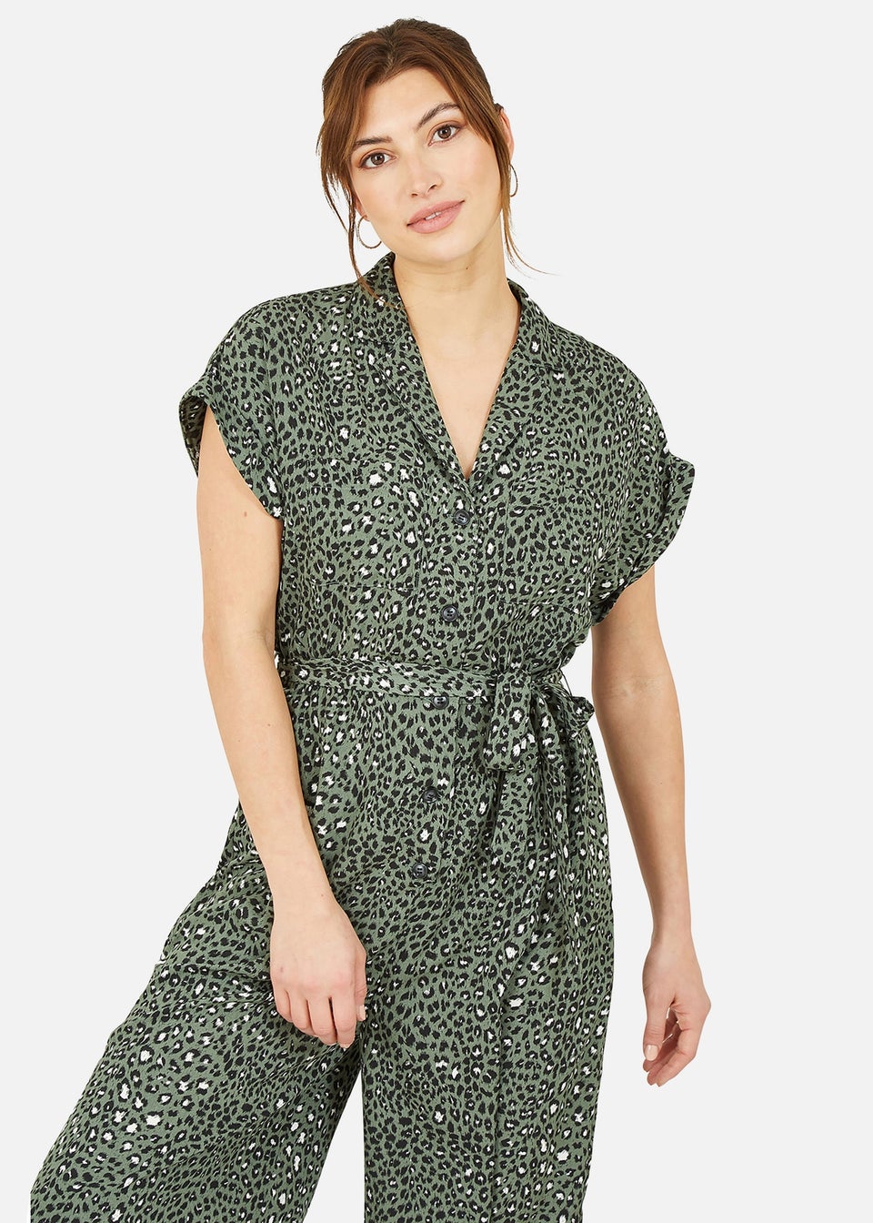 Yumi Green Animal Print Jumpsuit Matalan